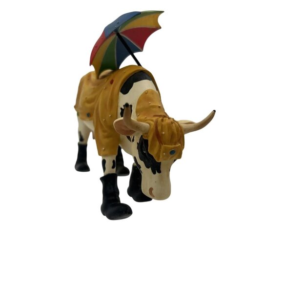COW PARADE # 7704 RARE Mooing in the Rain 2002 No Box -Raincoat, Umbrella, Boots - Picture 3 of 9